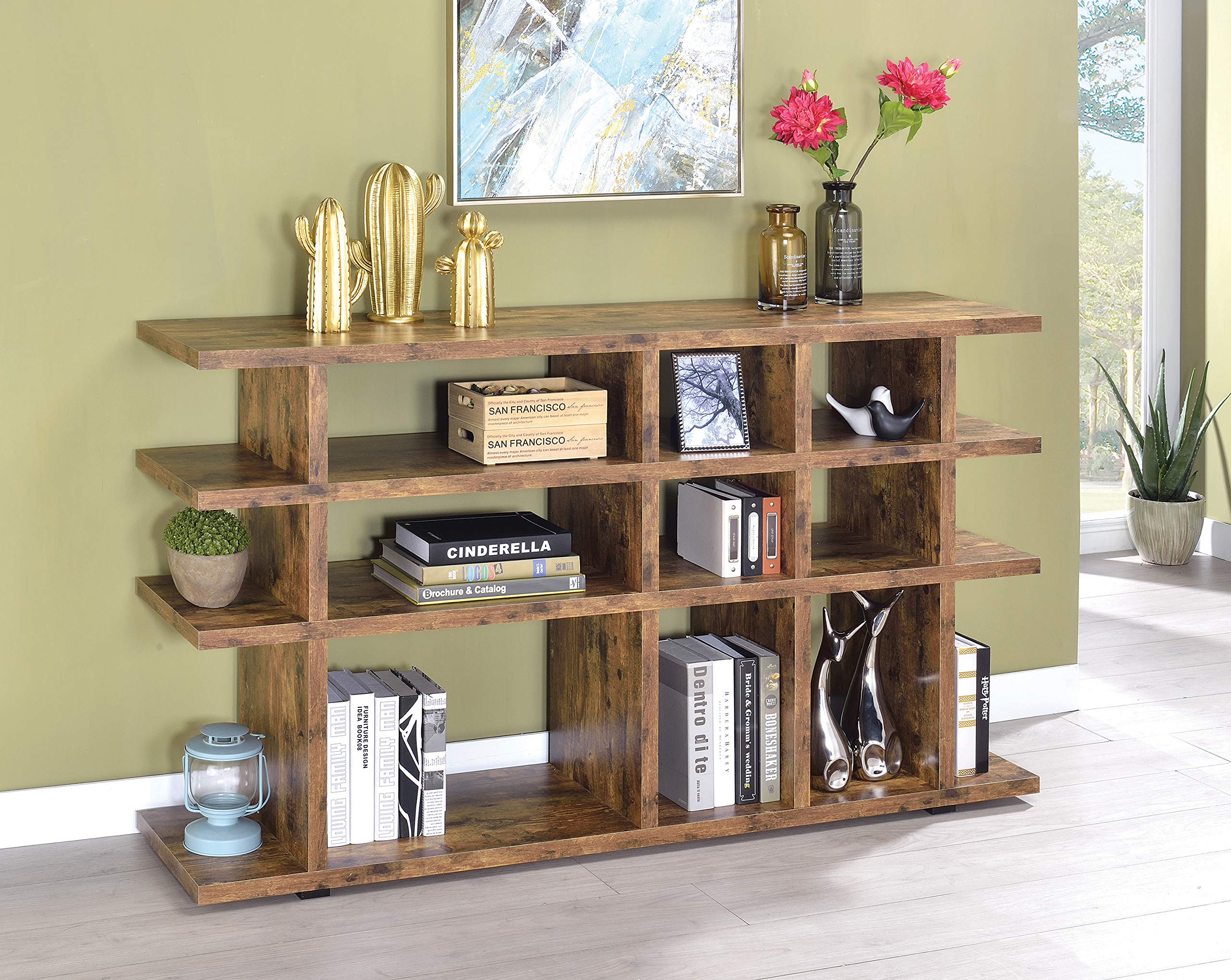Amazon.com: Coaster Furniture 3-Tier Bookcase Antique Nutmeg Open
